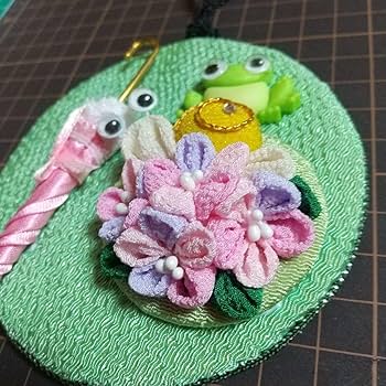 Amazon.co.jp: つまみ細工 壁掛け飾り カタツムリ 紫陽花 カエル